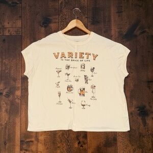 Cleo + Wolf Cream Spice of Life Graphic Short Sleeve Tee Size Large Women’s